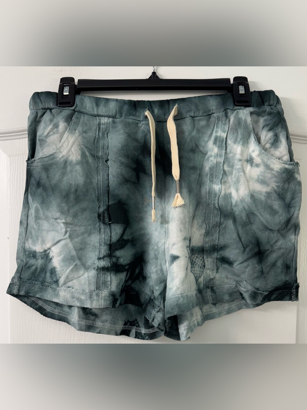 POL Indigo Cloud Tie-Dye Drawstring Lounge Shorts